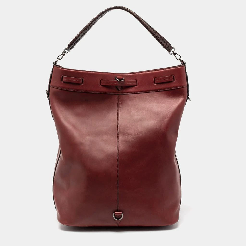商品[二手商品] Bally|Bally Burgundy Leather Cloy Drawstring Bucket Bag,价格¥2813,第4张图片详细描述