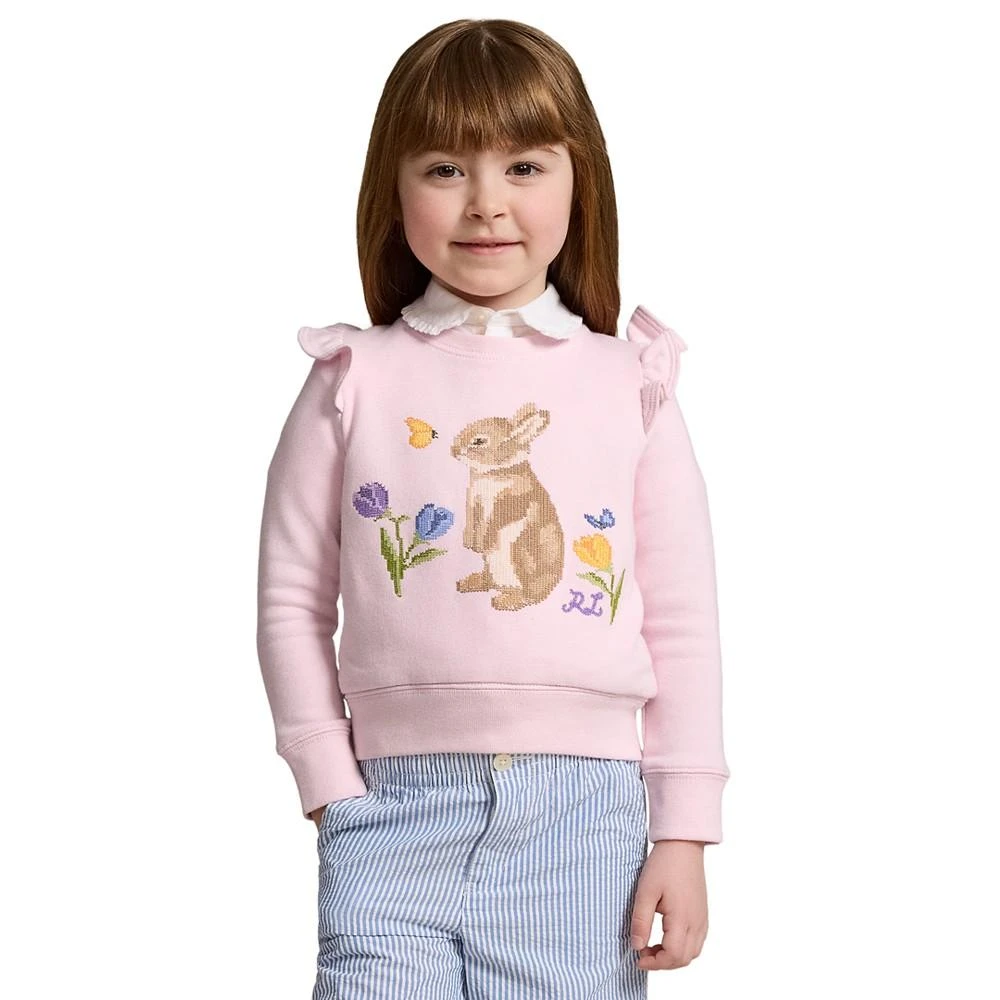 商品Ralph Lauren|Toddler and Little Girls Ruffled Bunny Terry Sweatshirt,价格¥251,第1张图片