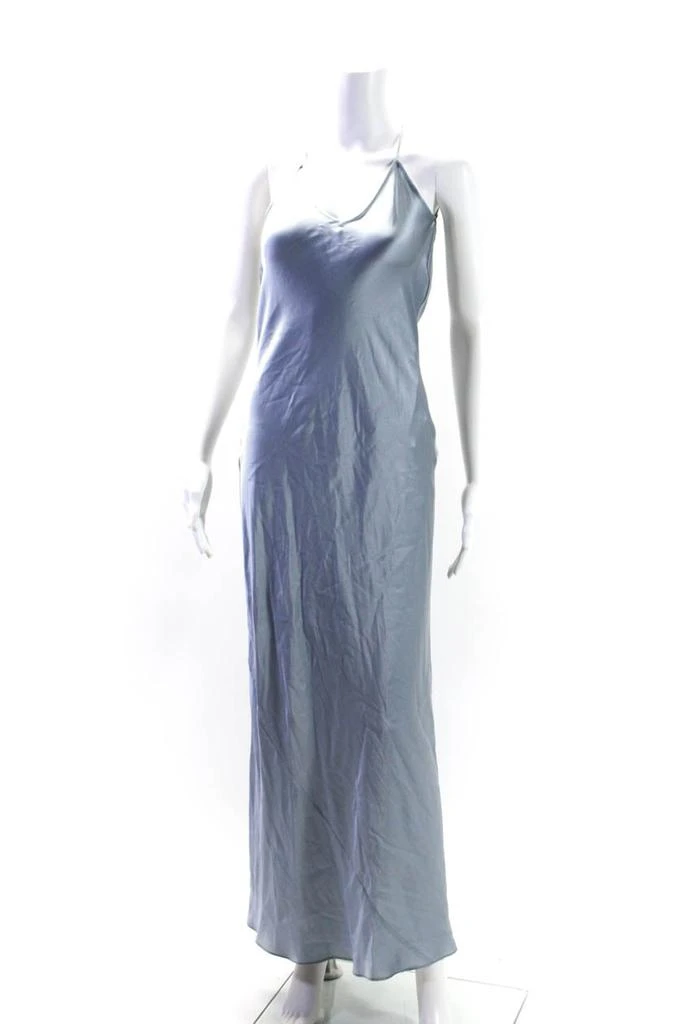 商品[二手商品] OLIVIA VON HALLE|Womens Silk V Neck A Line Slip Dress Ice Blue,价格¥1430,第2张图片详细描述