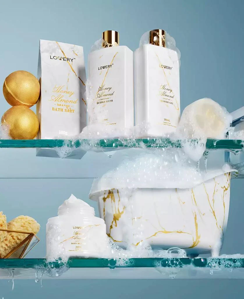 商品Lovery|Home Spa Body Care Gift Set, Honey Almond Self Care Kit, Stress Relief Gifts, Bath and Body Kit, 31 Piece,价格¥544,第5张图片详细描述