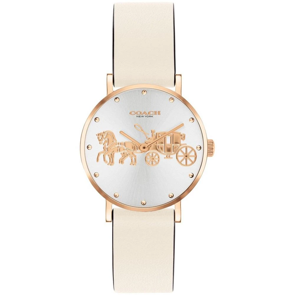 商品Coach|Women's Perry Chalk Leather Strap Watch,价格¥987,第1张图片