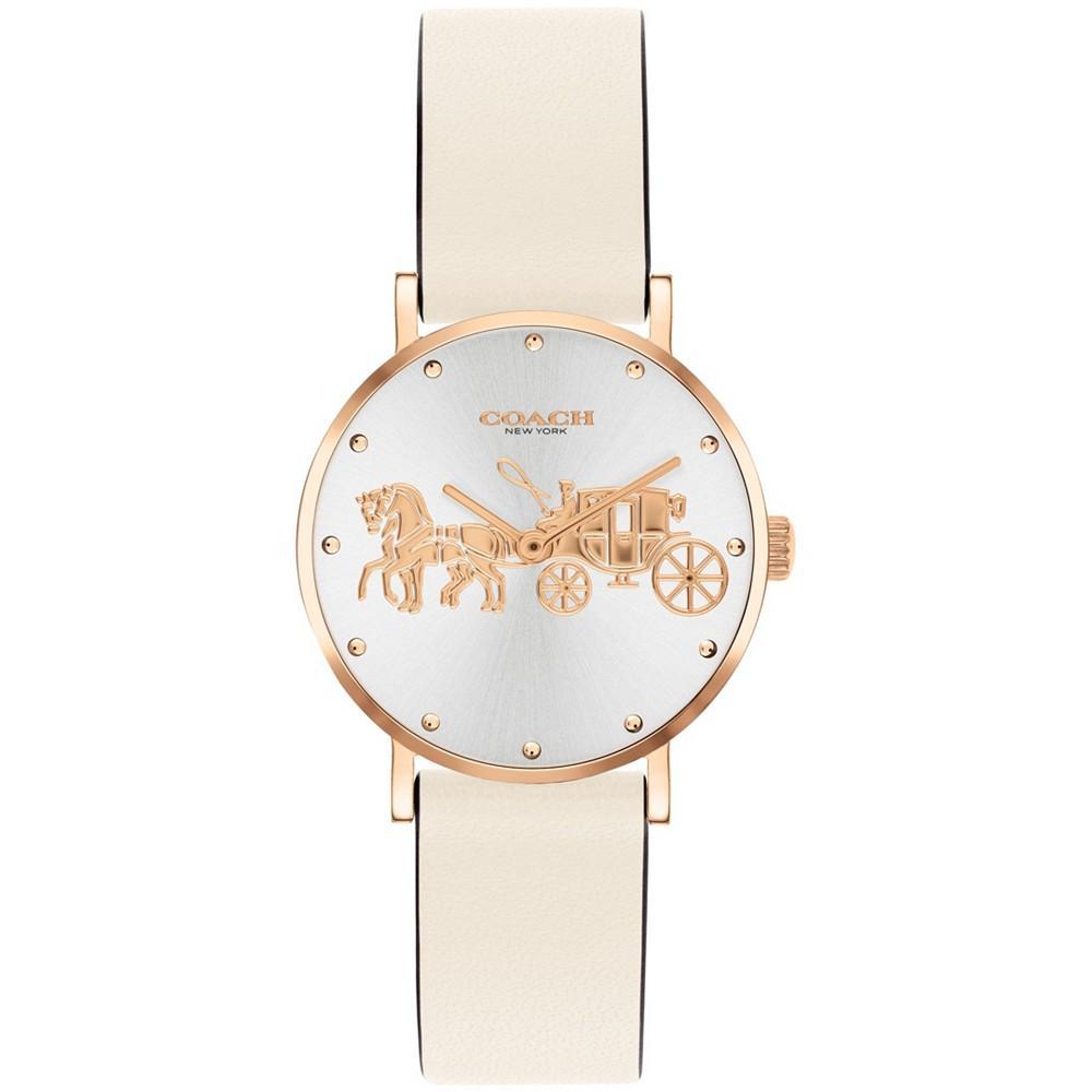 商品Coach|Women's Perry Chalk Leather Strap Watch,价格¥899,第1张图片