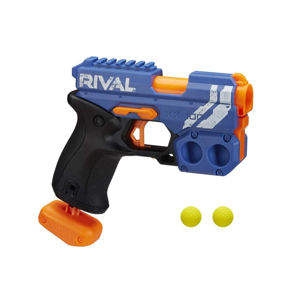 商品Nerf|NERF Rival Knockout XX-100 Blaster -- Round Storage, 90 FPS Velocity, Breech Load -- Includes 2 Official Rival Rounds -- Team Blue,价格¥84,第1张图片