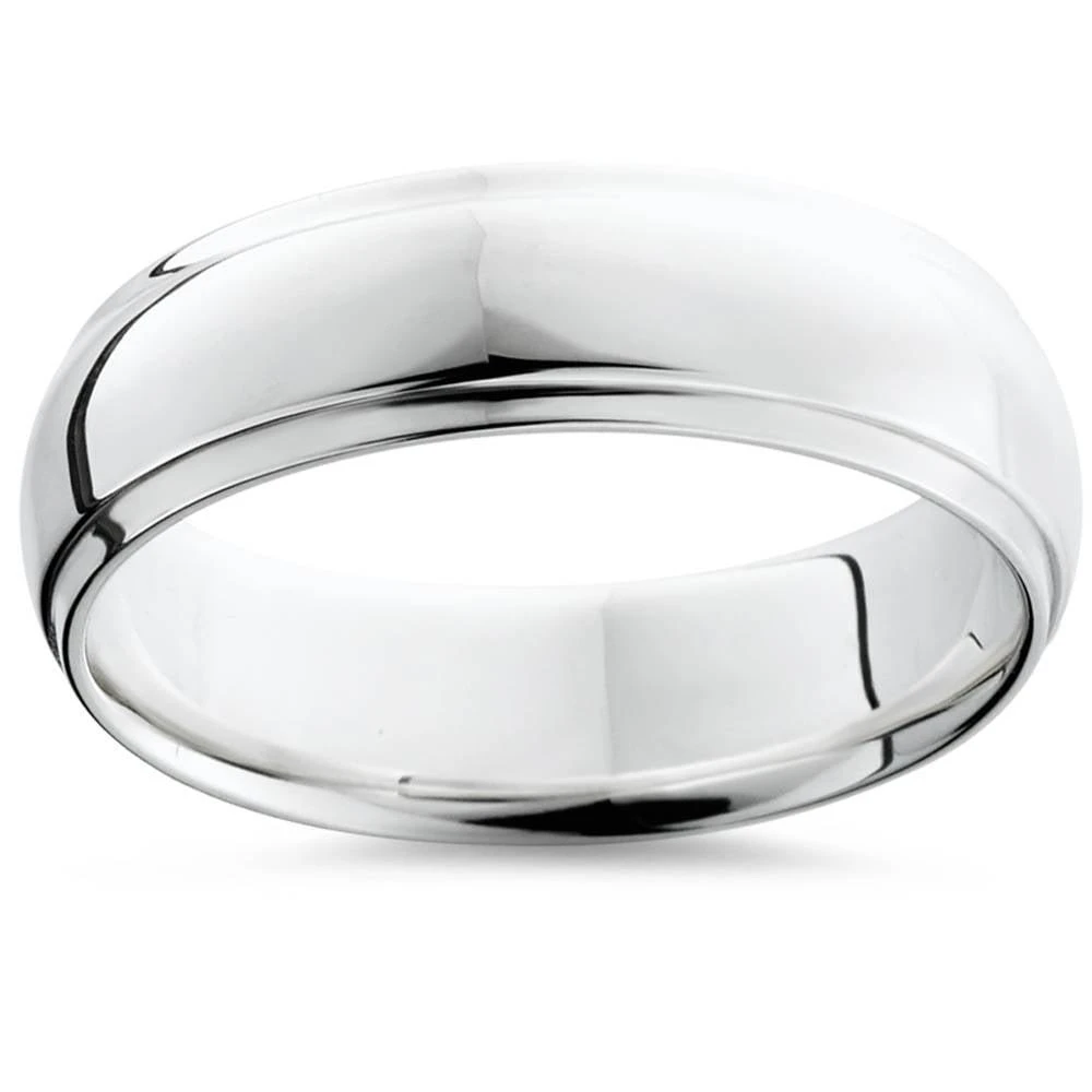 商品Pompeii3|Step Cut Polished Wedding Band 14K White Gold Size Selectable,价格¥4081,第1张图片