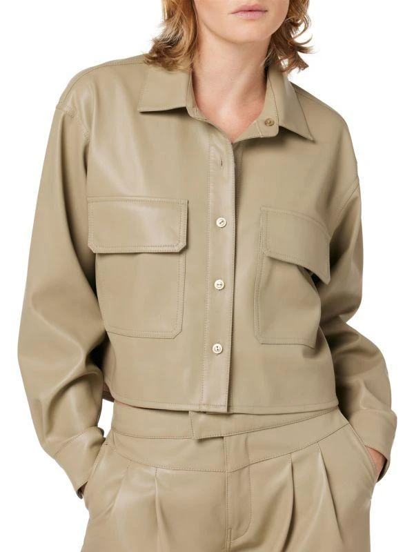 商品Hudson|Cropped Faux Leather Shirt,价格¥637,第1张图片
