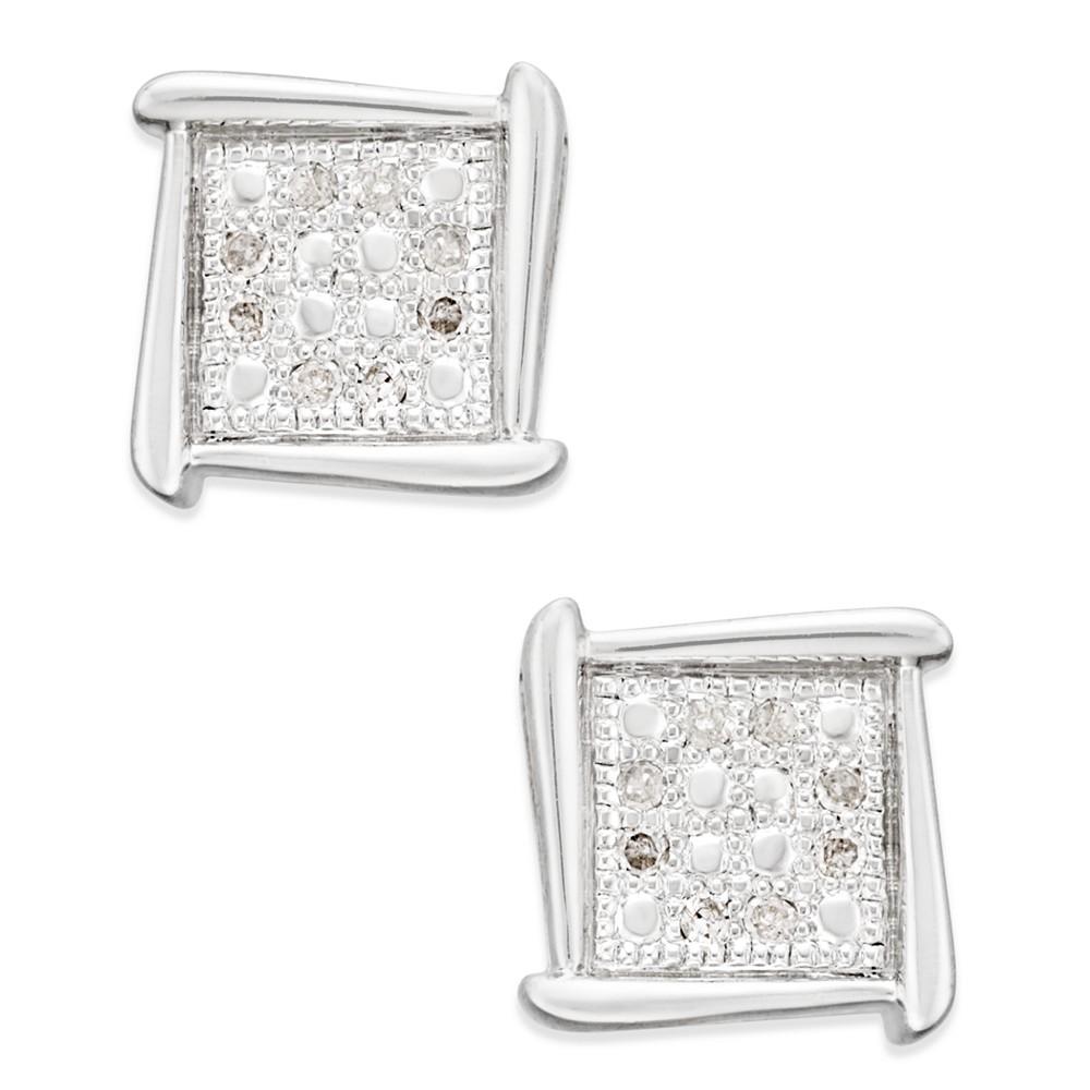 Diamond Accent Square Stud Earrings in 10k White, Yellow or Rose Gold商品第3张图片规格展示