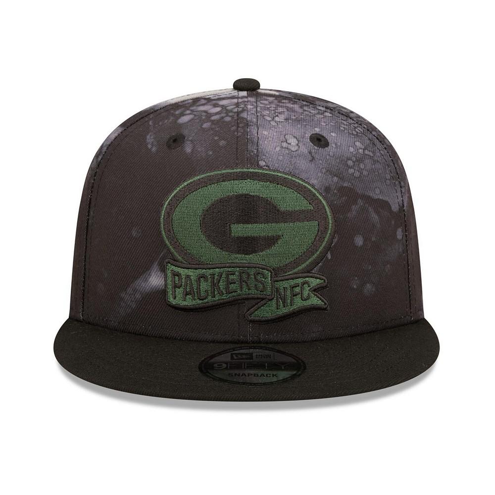 Men's Black Green Bay Packers Ink Dye 2022 Sideline 9FIFTY Snapback Hat商品第3张图片规格展示