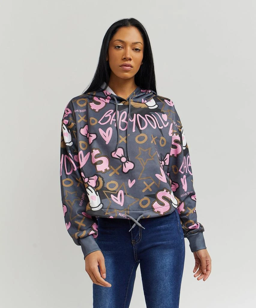 商品Reason Clothing|Womens Babydoll Crop Hoodie,价格¥97,第3张图片详细描述