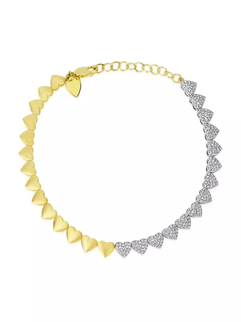 商品Meira T|Two-Tone 14K Gold &amp; 0.67 TCW Diamond Heart Bracelet,价格¥21445,第1张图片