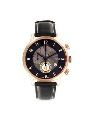 商品Teslar|​42MM Rose Goldtone Stainless Steel Chronograph & Leather Bracelet Watch,价格¥2140,第1张图片