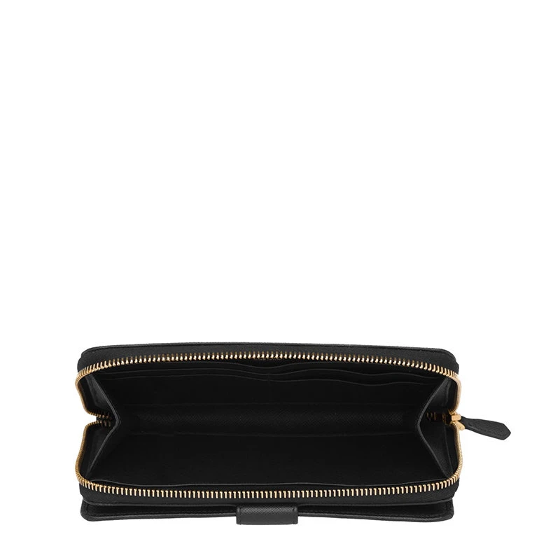 商品Prada|【预售3-7天】PRADA/普拉达 22春夏新款 女士黑色皮革金标拉链开合长款钱包1ML029_QWA_F0002,价格¥5927,第4张图片详细描述