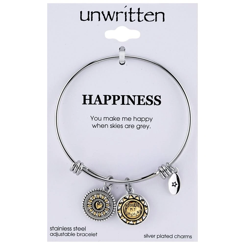 商品Unwritten|"You Make Me Happy"太阳图案可调节开口手环,价格¥67,第3张图片详细描述