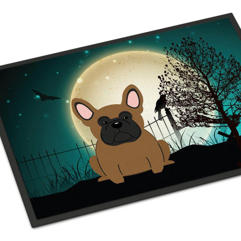 商品Caroline's Treasures|24 in x 36 in Halloween Scary French Bulldog Brown Door Mat Indoor/Outdoor,价格¥307,第1张图片