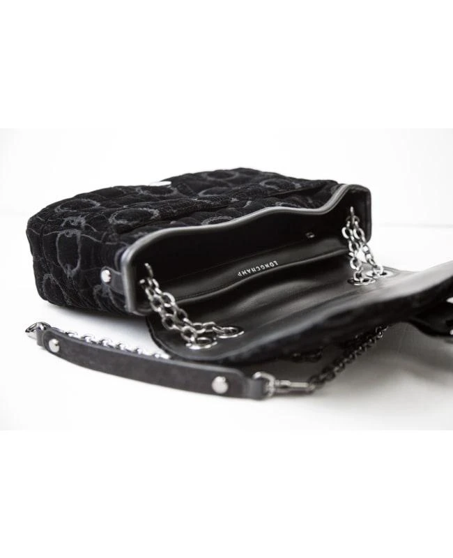商品Longchamp|Longchamp Amazone Black Velour Women's Crossbody Bag L1357674001,价格¥1570,第2张图片详细描述