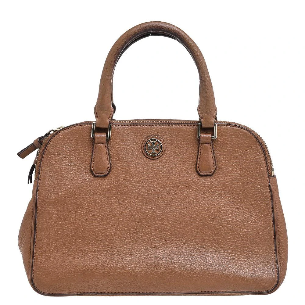 商品[二手商品] Tory Burch|Tory Burch Brown Leather Robinson Double Zip Dome Satchel,价格¥1140,第1张图片