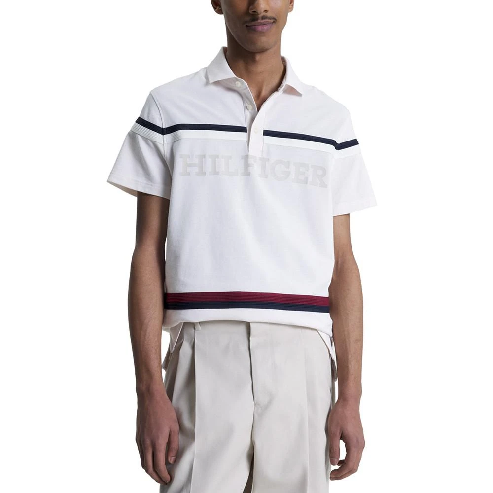 商品Tommy Hilfiger|Men's Cotton Global Stripe Monotype Regular Fit Polo,价格¥268,第1张图片