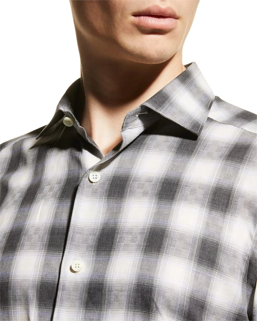 商品Zegna|Men's Macro Check Sport Shirt,价格¥894,第5张图片详细描述