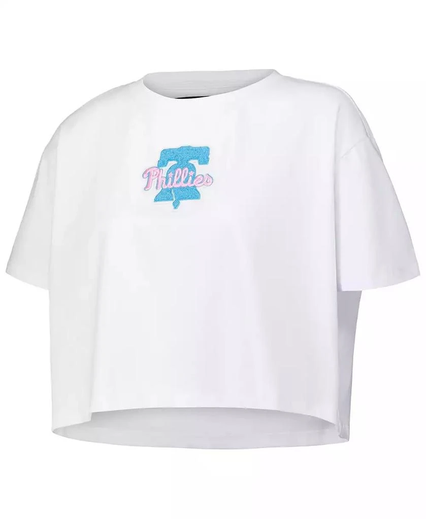 商品Pro Standard|Women's White Philadelphia Phillies Washed Neon Cropped Boxy T-Shirt,价格¥298,第3张图片详细描述