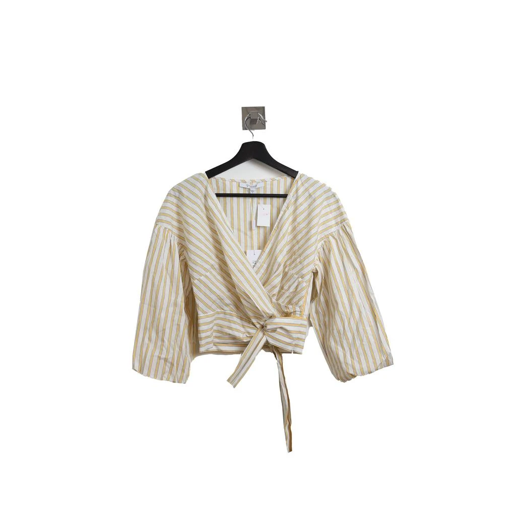 商品Derek Lam|Derek Lam 10 Crosby Stripped Crop Top Shirt Marigold,价格¥933,第1张图片