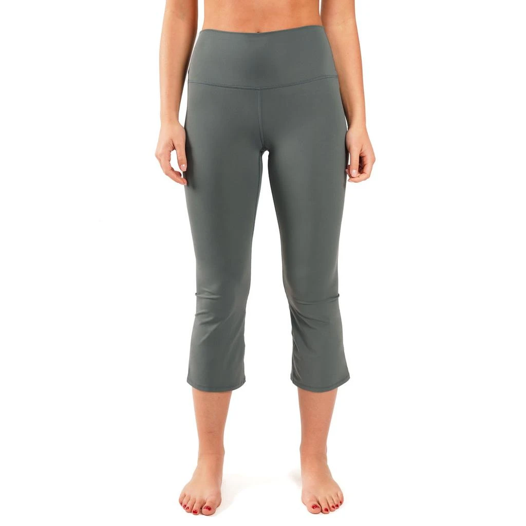 商品90 Degree by Reflex|Yogalicious by Reflex Women's Nude Tech Elastic Free High Waist Flare Yoga Capri with Front Splits,价格¥54,第4张图片详细描述