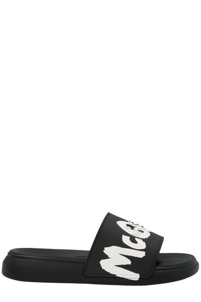 商品Alexander McQueen|Alexander McQueen Graffiti Logo Slides,价格¥1316-¥2054,第1张图片