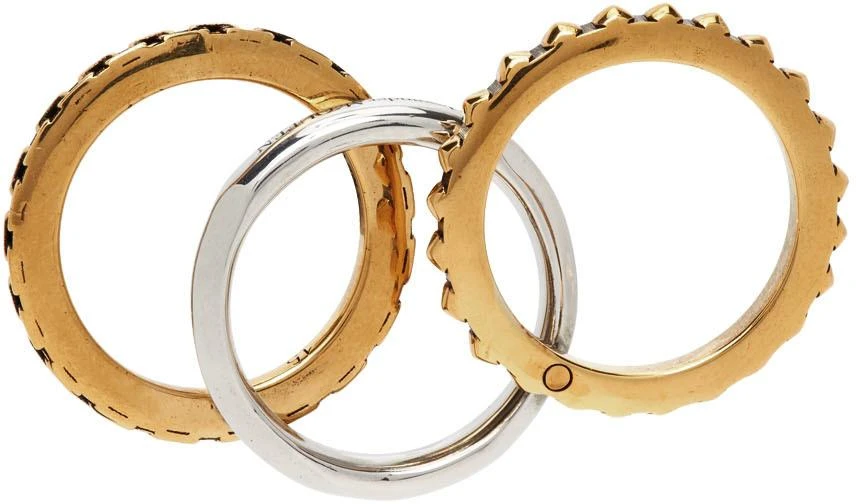 商品Alexander McQueen|Gold & Silver Linked Rings,价格¥3071,第2张图片详细描述