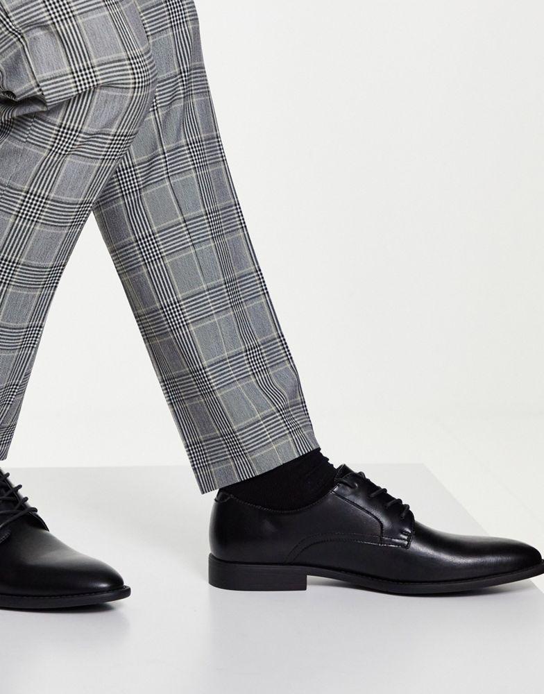 商品ASOS|ASOS DESIGN derby shoes in black faux leather,价格¥203,第4张图片详细描述