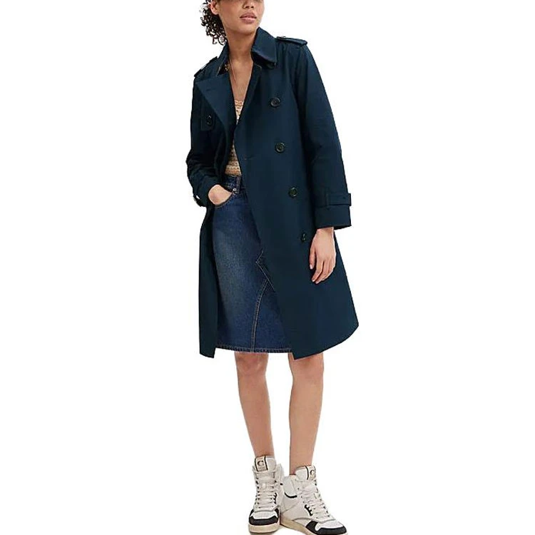 商品[国内直发] Coach|蔻驰 SS23 纯色双排扣中长款风衣 女款,价格¥3501,第5张图片详细描述