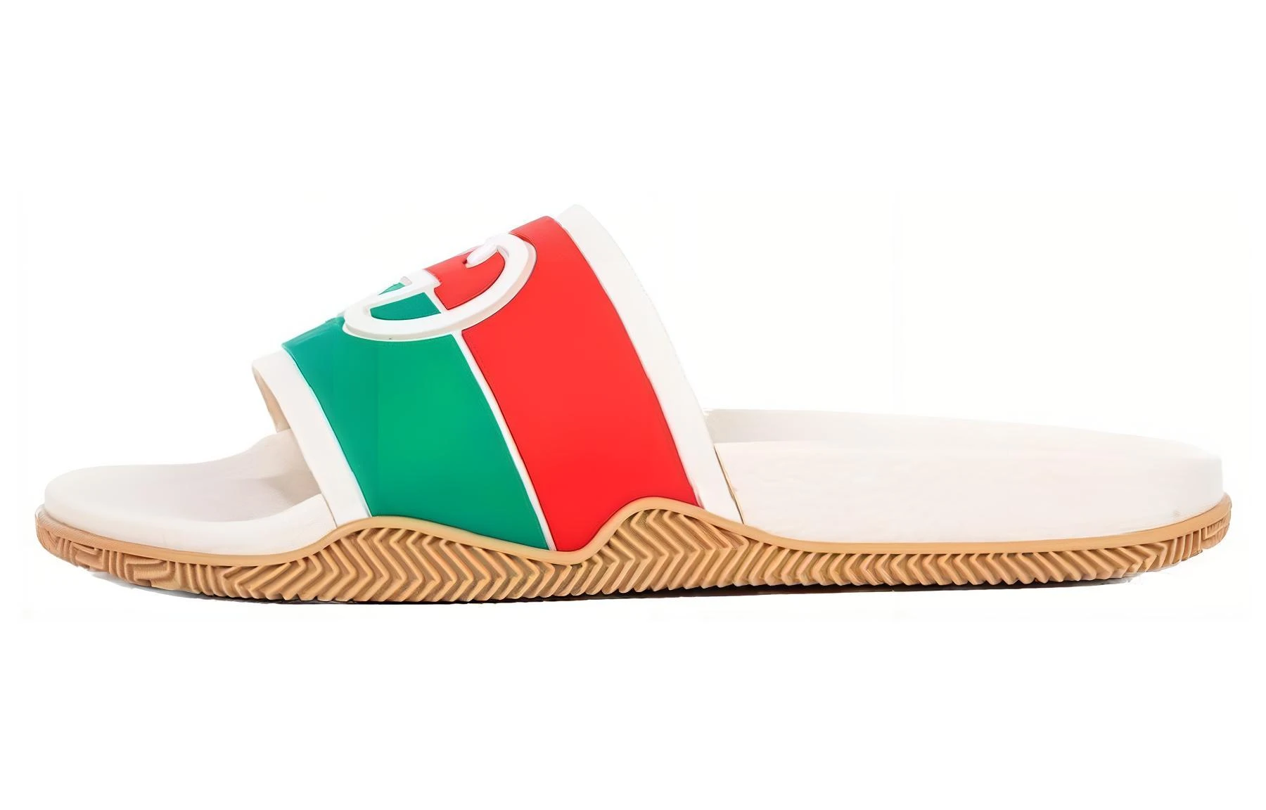 商品[国内直发] Gucci|古驰 双G时尚凉拖一字拖鞋 男款 白橙绿,价格¥2646,第1张图片