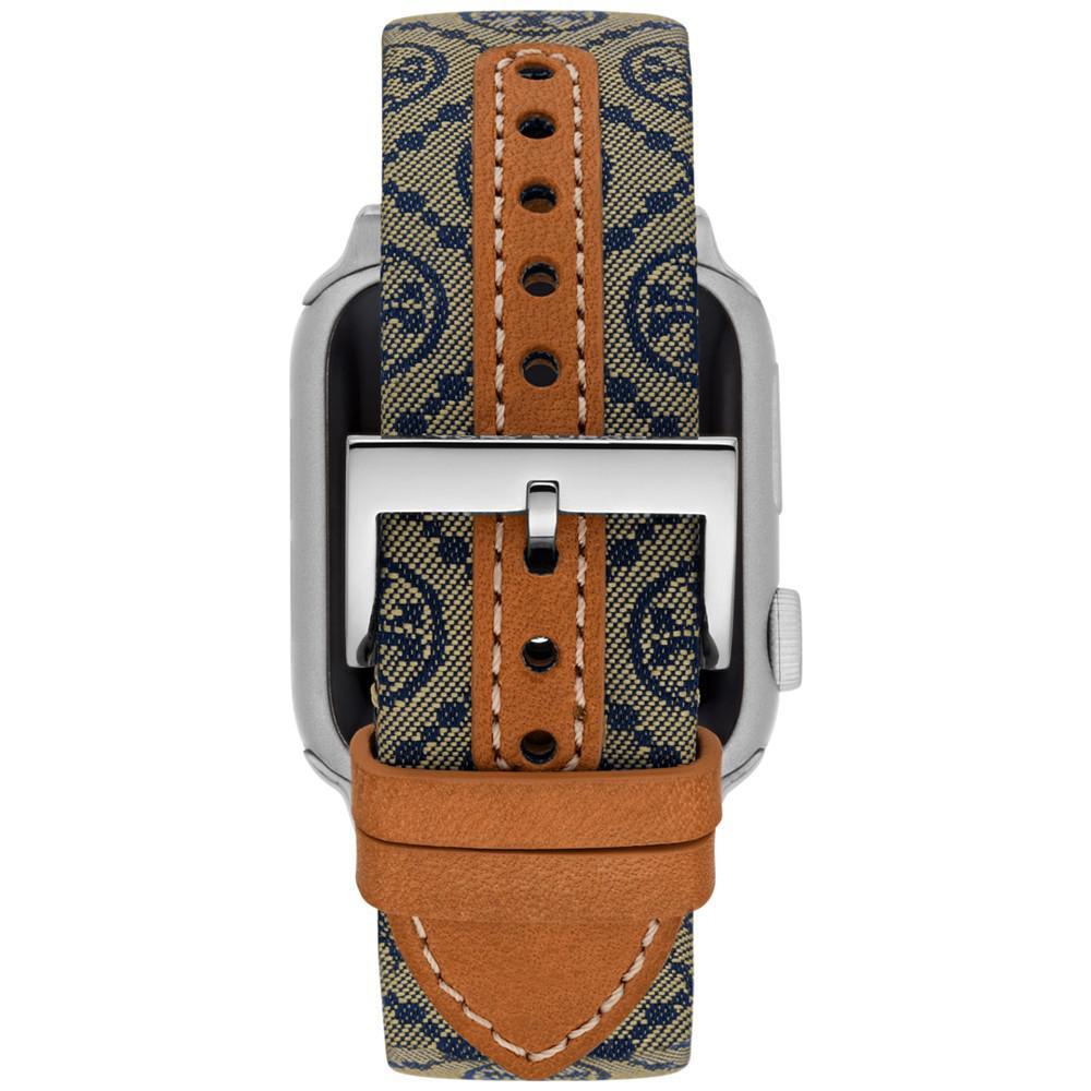 商品Tory Burch|T Monogram Interchangeable Blue Fabric & Luggage Leather Band For Apple Watch® 38mm/40mm,价格¥846,第6张图片详细描述
