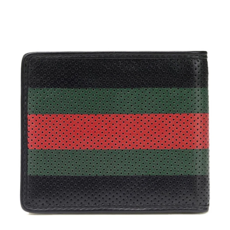 GUCCI 古驰 男士黑绿红色皮革拼色网眼短款钱包 352260-BUZ3T-1073 商品