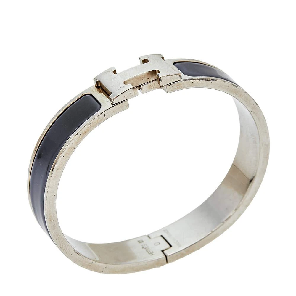 商品[二手商品] Hermes| Hermes Clic H Narrow Grey Enamel Palladium Plated Bracelet PM,价格¥1722,第2张图片详细描述