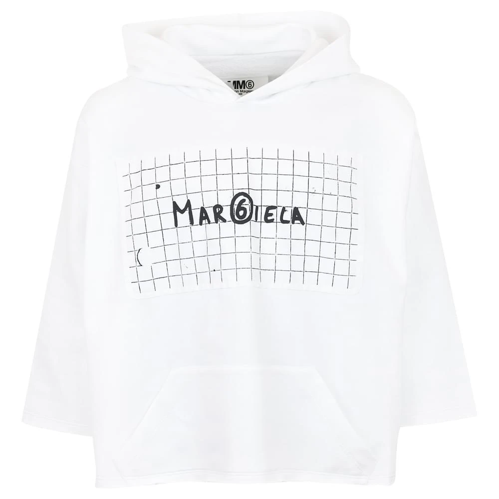 商品MAISON MARGIELA|White Unisex Grid Logo Hoodie,价格¥447,第1张图片