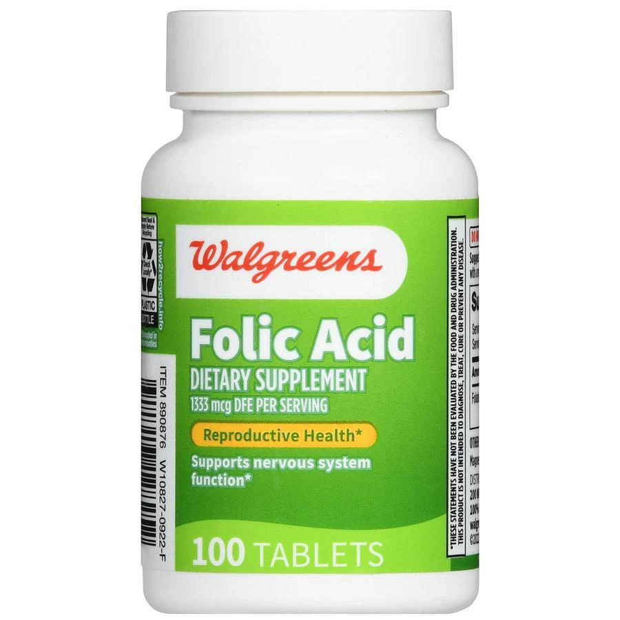 商品Walgreens|Folic Acid 1333 mcg DFE Tablets,价格¥49,第2张图片详细描述
