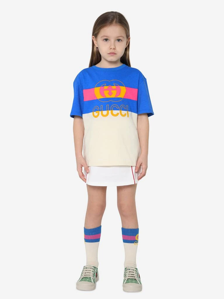 商品Gucci|Kids Logo Print T-Shirt in Blue,价格¥1508,第5张图片详细描述