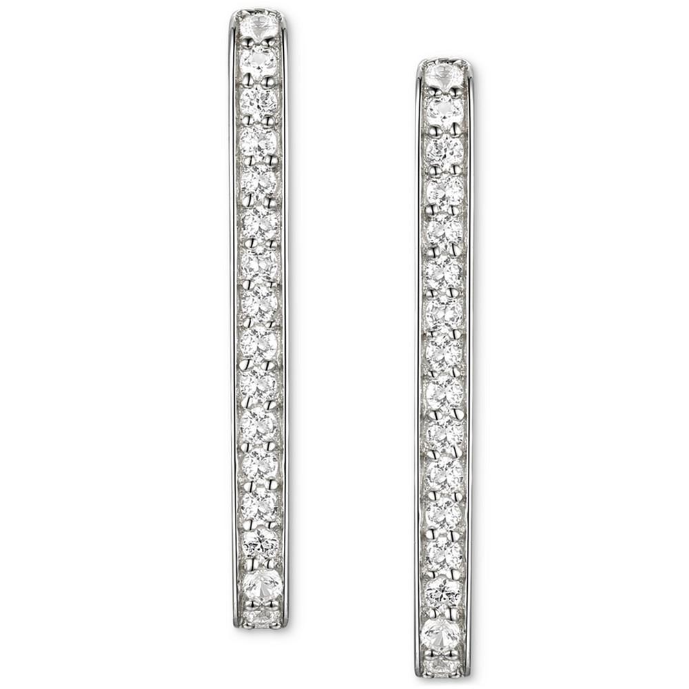 Diamond Geometric Hoop Earrings (1/5 ct. t.w.) in Sterling Silver商品第3张图片规格展示