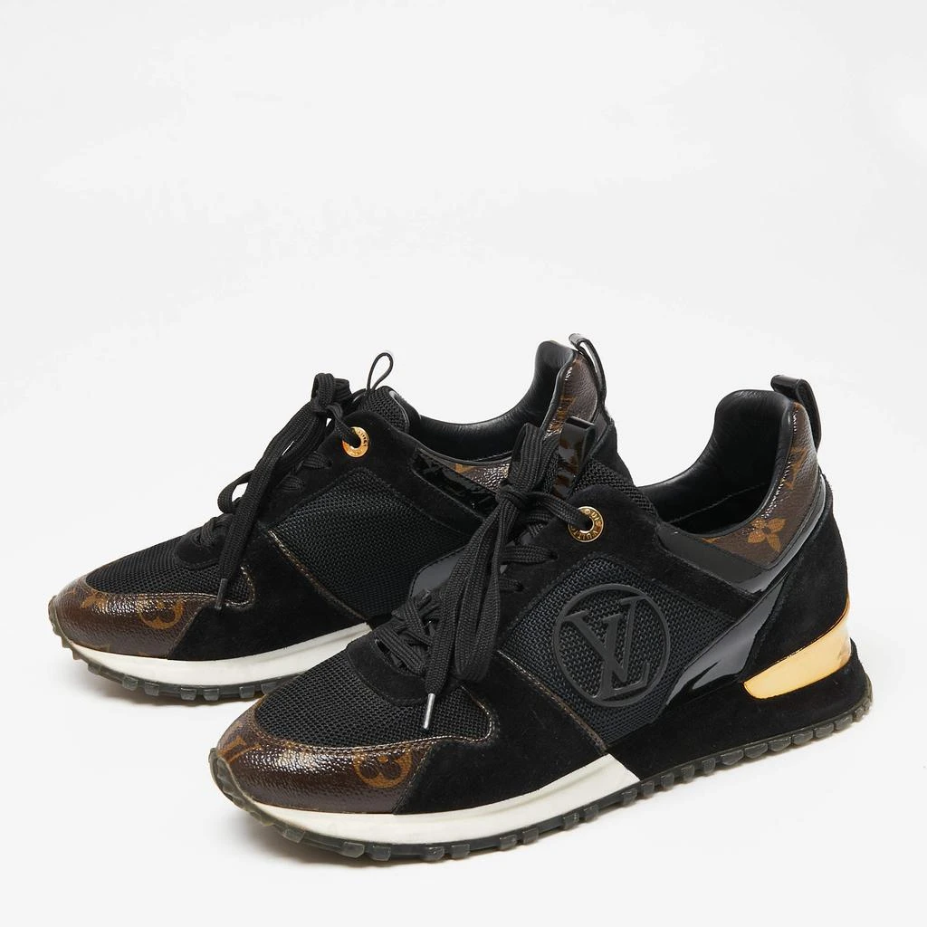 商品[二手商品] Louis Vuitton|Louis Vuitton Brown/Black Monogram Coated Canvas, Mesh and Suede Run Away Sneakers Size 36.5,价格¥5300,第2张图片详细描述
