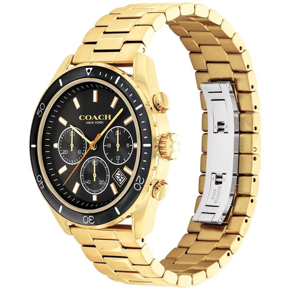 商品Coach|Men's Preston Chronograph Gold-Tone Bracelet Watch 44mm,价格¥2433,第3张图片详细描述