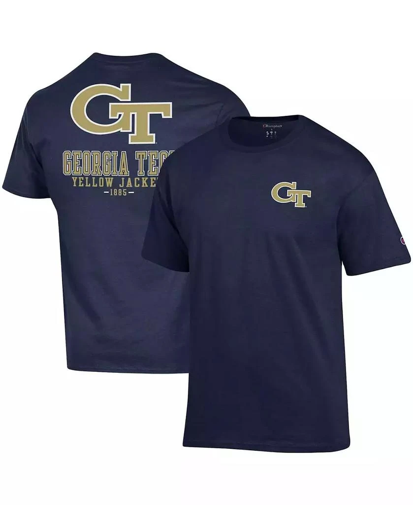 商品CHAMPION|Men's Navy Georgia Tech Yellow Jackets Stack 2-Hit T-shirt,价格¥262,第1张图片