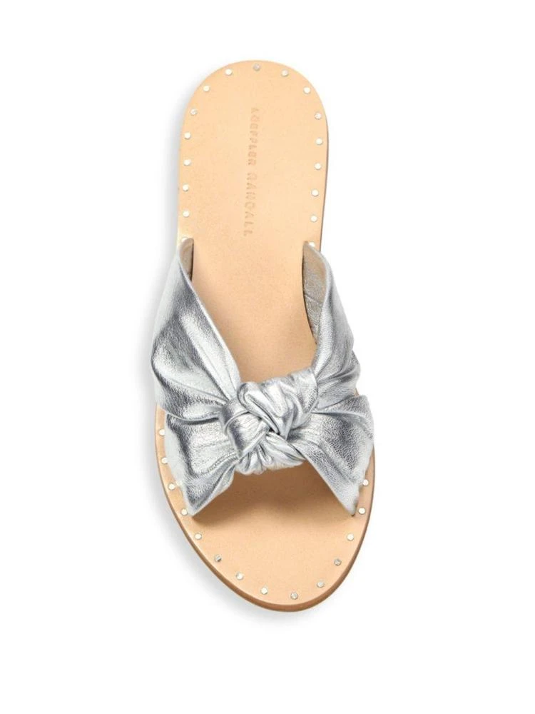 商品Loeffler Randall|Lucia Studded Knot Metallic Leather Slide Sandals,价格¥886,第4张图片详细描述