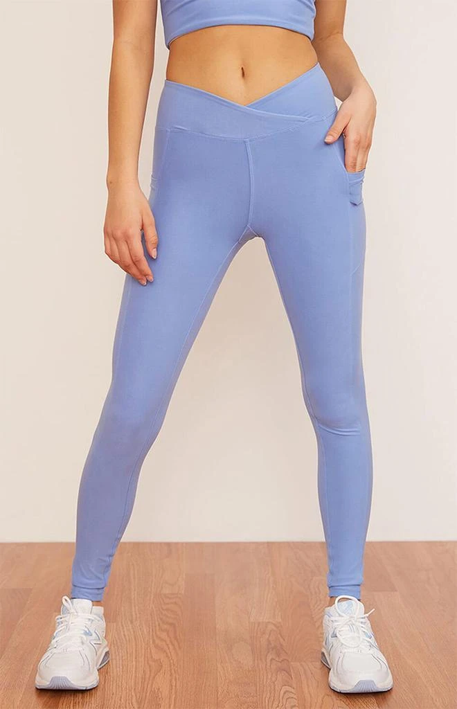 商品Wolven|Eco Blue Juniper Crossover Pocket Leggings,价格¥818,第2张图片详细描述