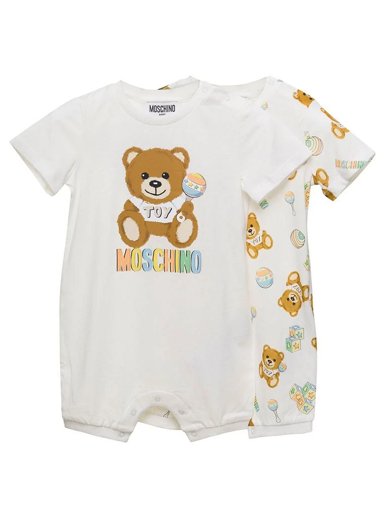 商品Moschino|Moschino Set Of Two Coordinated Onesie With Teddy Bear Print In Cotton Baby,价格¥1330,第1张图片