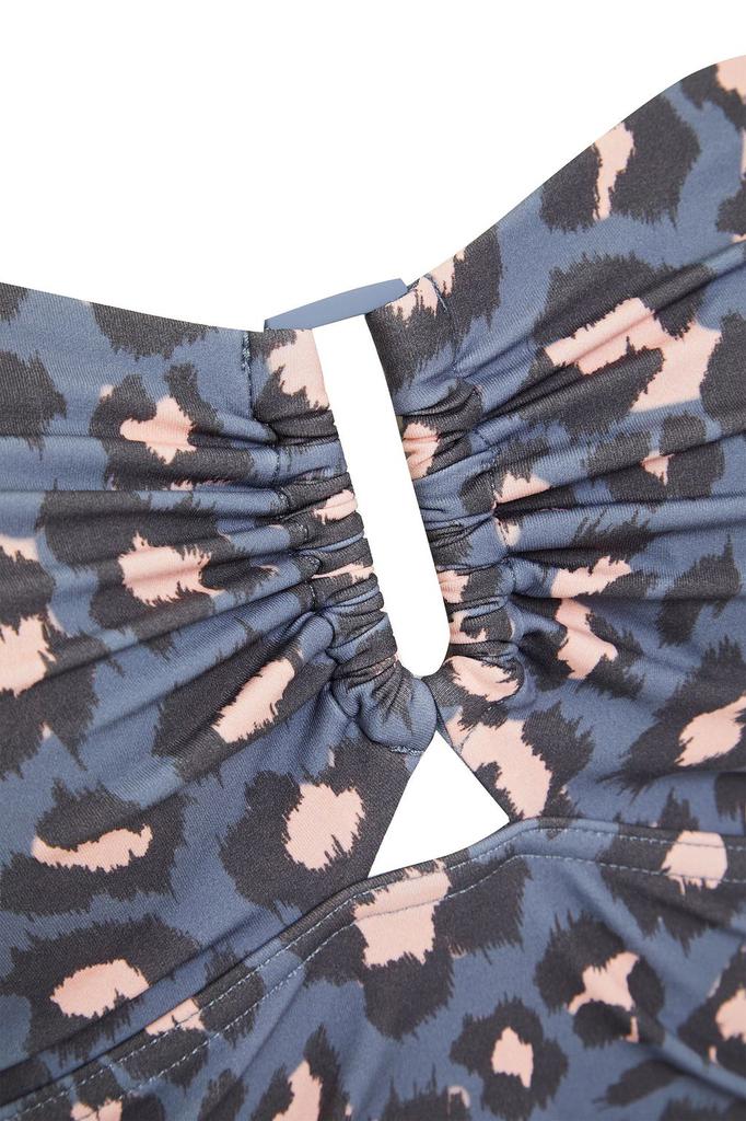 Separates Rectangle Link ruched leopard-print bandeau swimsuit商品第4张图片规格展示