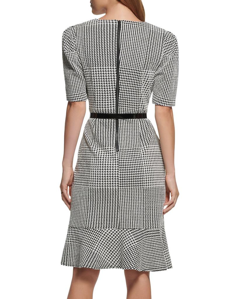 Houndstooth Knit Belted Dress商品第2张图片规格展示