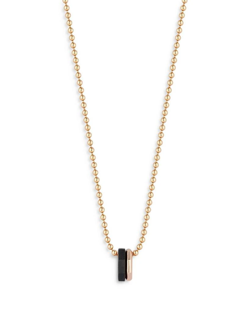 18K Rose Gold Ebony Hexagon Bead Chain Pendant Necklace, 18" 商品