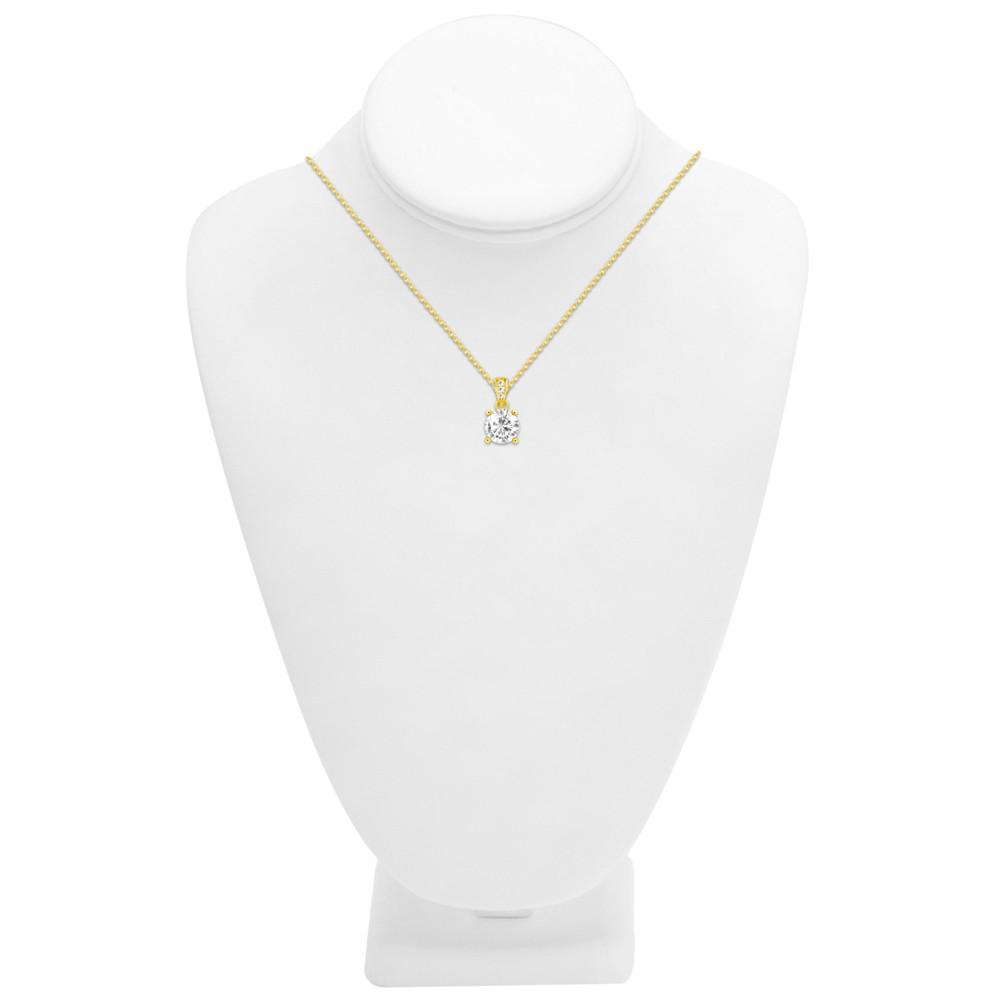 商品Essentials|Cubic Zirconia Solitaire Pendant Necklace, 16" + 2" extender in Silver or Gold plate,价格¥149,第5张图片详细描述