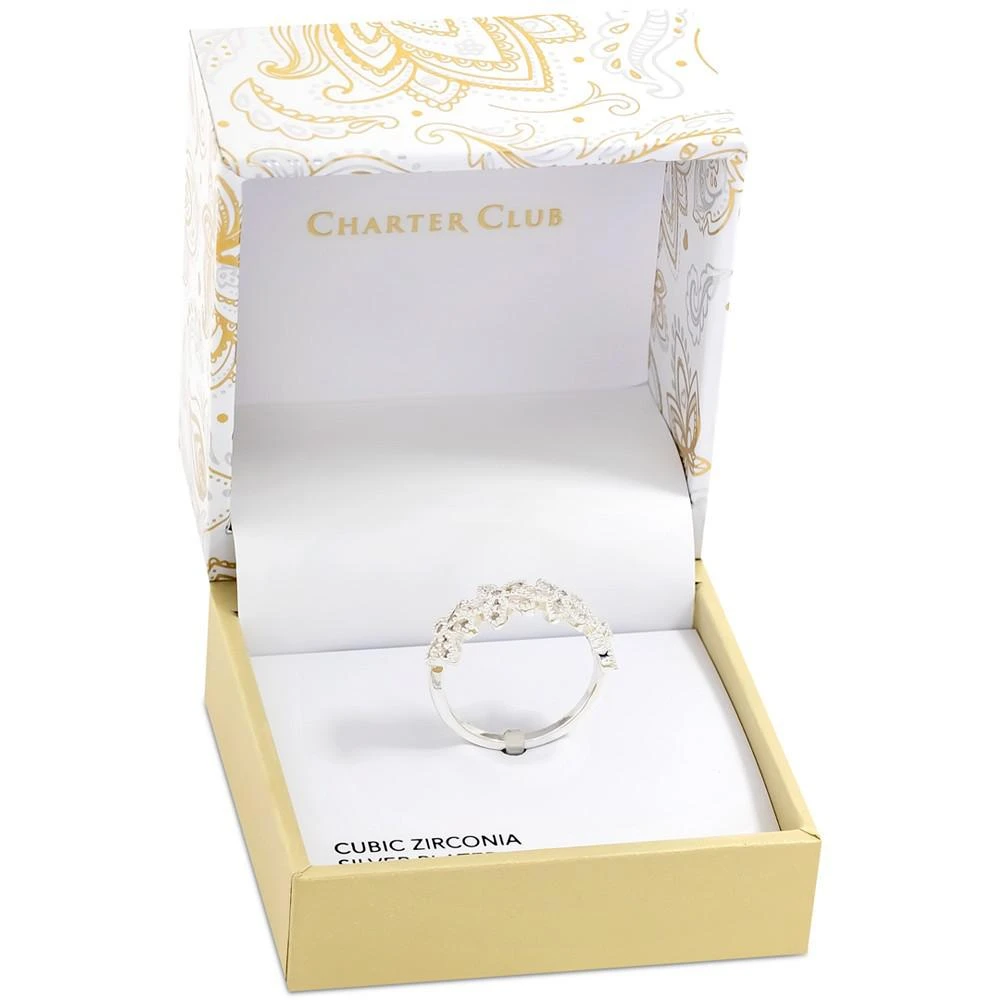 商品Charter Club|Silver-Tone Marquise-Crystal Flower Band Ring, Created for Macy's,价格¥66,第3张图片详细描述