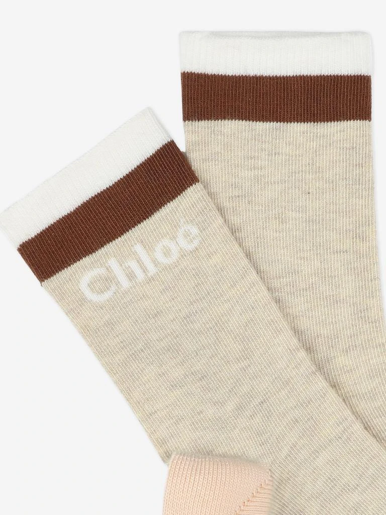 商品Chloé|Chloé Girls Jacquard Logo Socks in Beige,价格¥200,第3张图片详细描述