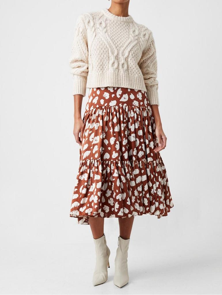 Aimee Tiered Midi Skirt in Brown Patina商品第1张图片规格展示