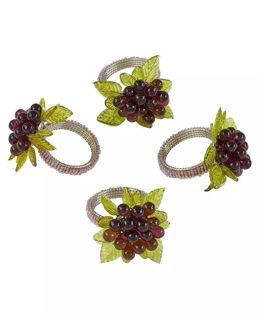 商品Saro Lifestyle|Flower and Leaves Design Beaded Napkin Ring, Set of 4,价格¥135,第3张图片详细描述